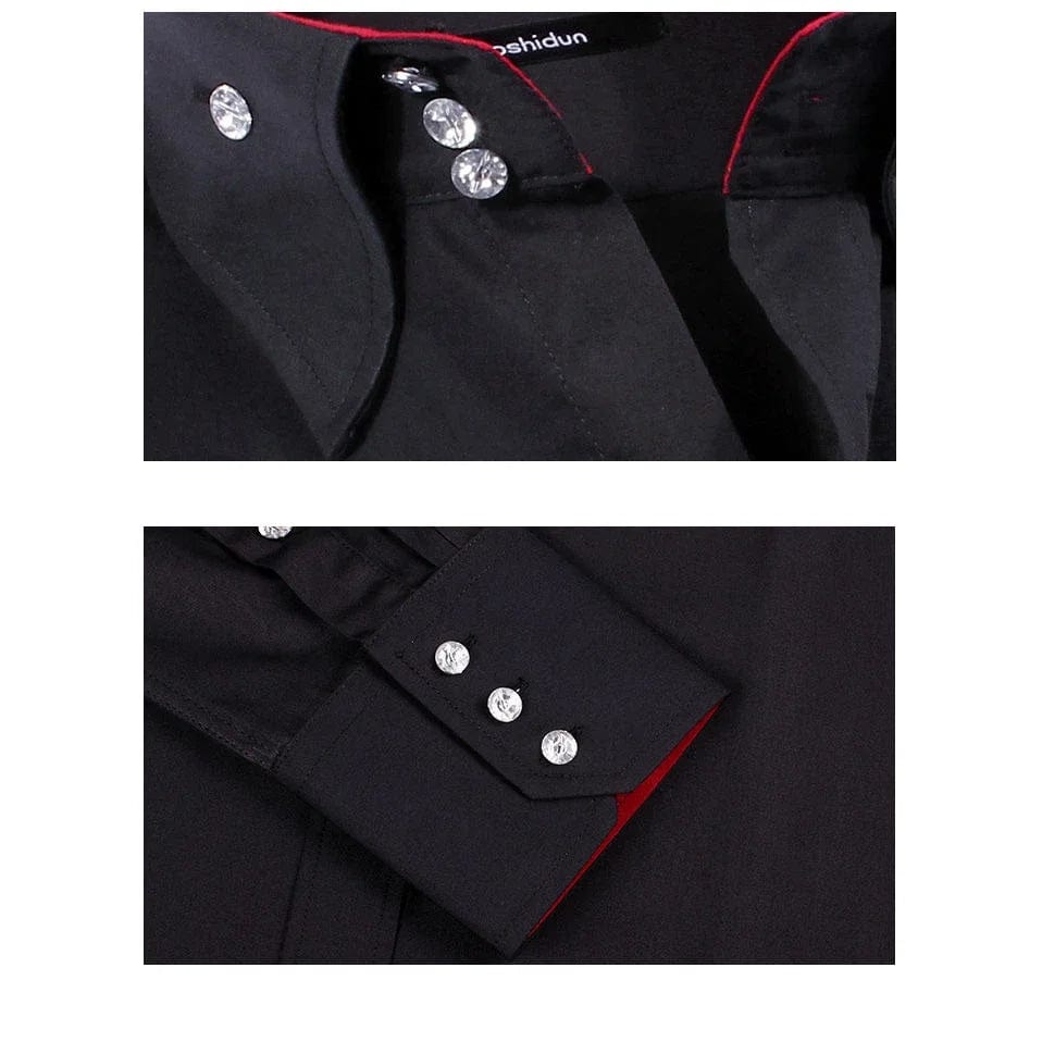 Dress Shirt for Men Button - down Collared Formal Business Long Sleeve Casual Korean Fashion Slim Fit Male Designer Shirts White - SHOWLU FASHION STORE