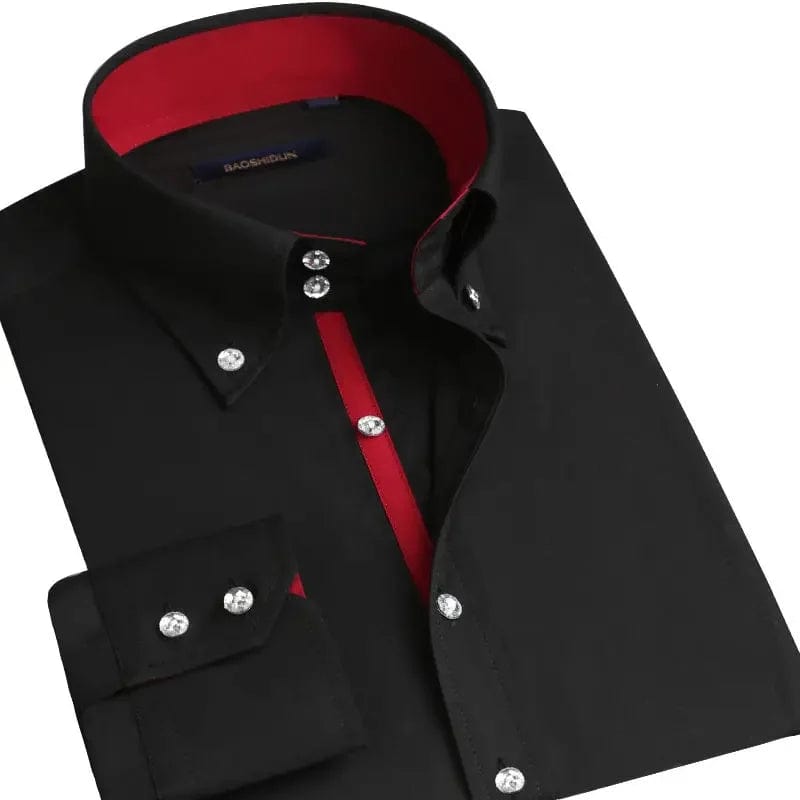 Dress Shirt for Men Button - down Collared Formal Business Long Sleeve Casual Korean Fashion Slim Fit Male Designer Shirts White - SHOWLU FASHION STORE