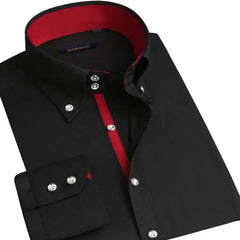 Dress Shirt for Men Button - down Collared Formal Business Long Sleeve Casual Korean Fashion Slim Fit Male Designer Shirts White - SHOWLU FASHION STORE