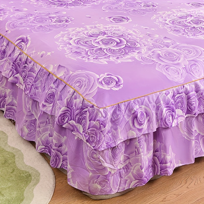 2/3pcs Printing Ruffled Edge Soft Comfortable Breathable Bed Skirt Set (Bed Skirt *1+ Pillowcase*1/2, Without Core) Multiple Sizes Available, All-season Availability, Machine Washable, Mattress Cover, Printing Bedding Set, fo SHOWLU FASHION STORE