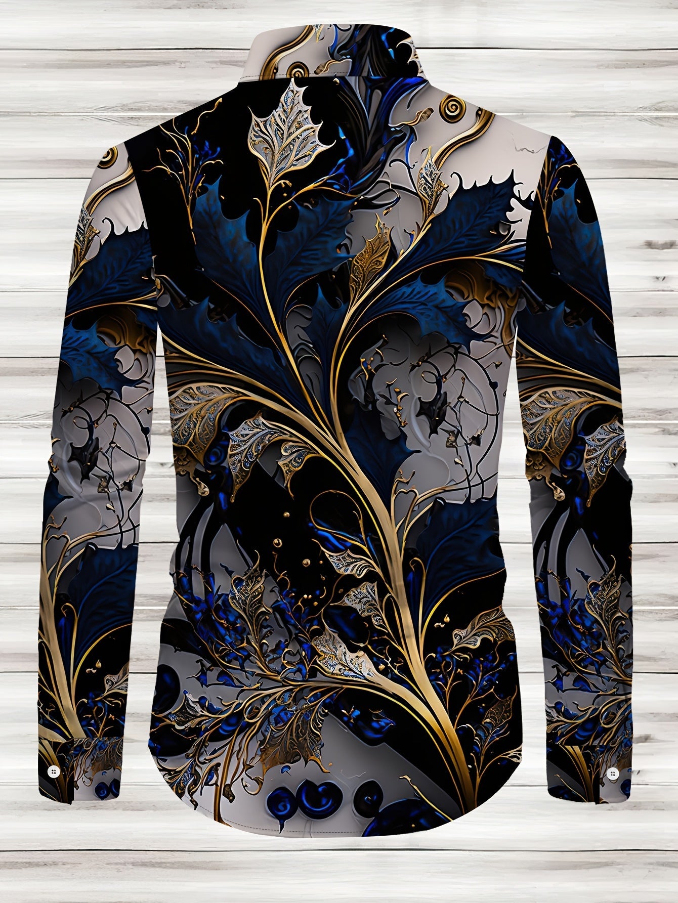 Men's Retro Floral Patterns Print Long Sleeve Shirt For Spring And Fall, Casual Comfy Shirt As Gift SHOWLU FASHION STORE