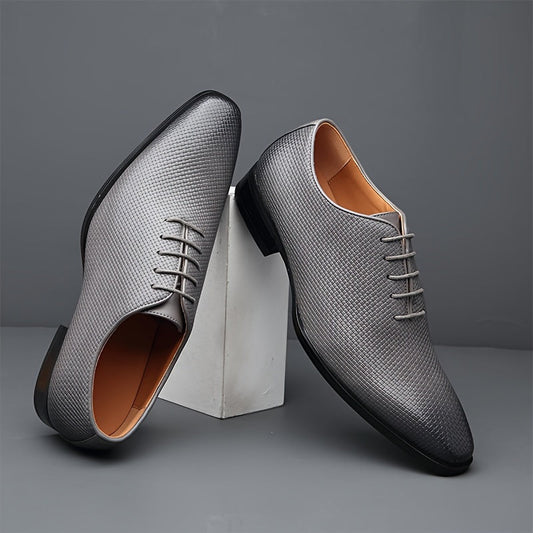 Men's Vintage Solid Color Whole-Cut Oxford Shoes, Comfy Non Slip Rubber Sole Microfiber Upper Formal Shoes, Men's Footwear