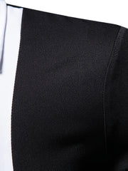 Men'S Casual Lapel Collar Long Sleeve Shirt Polyester Color Block Pattern with Button Details, Slight Stretch Fabric, 140g/m², Regular Fit, All-season, for Adult SHOWLU FASHION STORE