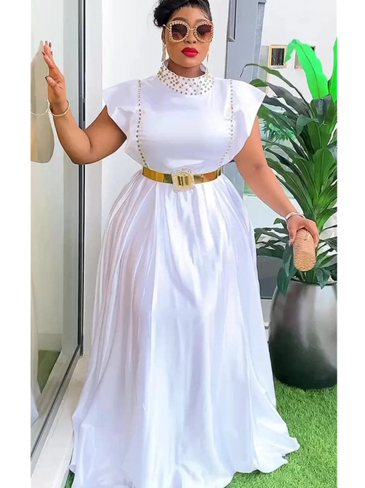 Elegant African Dresses For Women 2024 Summer Fashion Sleeveless Wedding Party Long Dress Plus Size Evening Gown Ladies Clothing - SHOWLU FASHION STORE