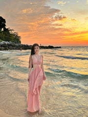 Elegant Backless French Holiday Dress - SHOWLU FASHION STORE