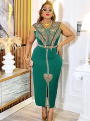 Elegant Ladies Party Dresses African Clothes Luxury Sequin Tassel Dress Office Ladies Overalls Sleeveless Bodycon Maxi Robes - SHOWLU FASHION STORE