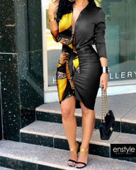Elegant Long Sleeve Bodycon Dress - SHOWLU FASHION STORE