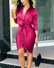 Elegant Long Sleeve Bodycon Dress - SHOWLU FASHION STORE