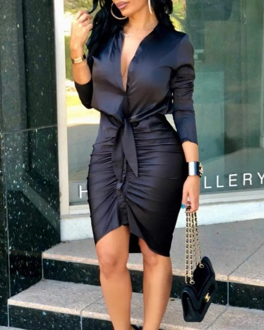 Elegant Long Sleeve Bodycon Dress - SHOWLU FASHION STORE