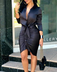 Elegant Long Sleeve Bodycon Dress - SHOWLU FASHION STORE