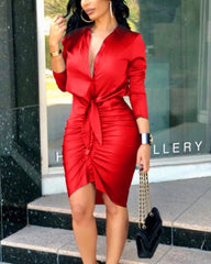 Elegant Long Sleeve Bodycon Dress - SHOWLU FASHION STORE