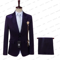 Elegant Mens Suits 2024 Formal Peaked Lapel Slim Fit Suit Purple Tuxedo Groom 2 Piece Set Wedding Suits For Men (Jacket+Pant) - SHOWLU FASHION STORE