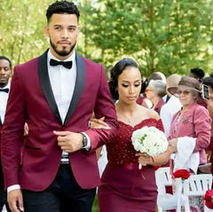Elegant Mens Suits 2024 Formal Peaked Lapel Slim Fit Suit Purple Tuxedo Groom 2 Piece Set Wedding Suits For Men (Jacket+Pant) - SHOWLU FASHION STORE