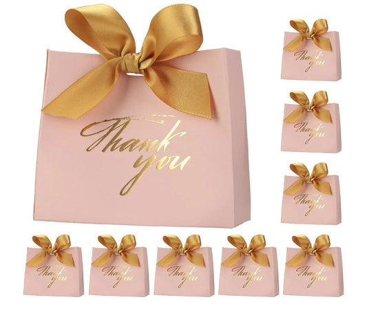 Elegant Mini Pink Thank You Gift Bags - 50 Pack - SHOWLU FASHION STORE