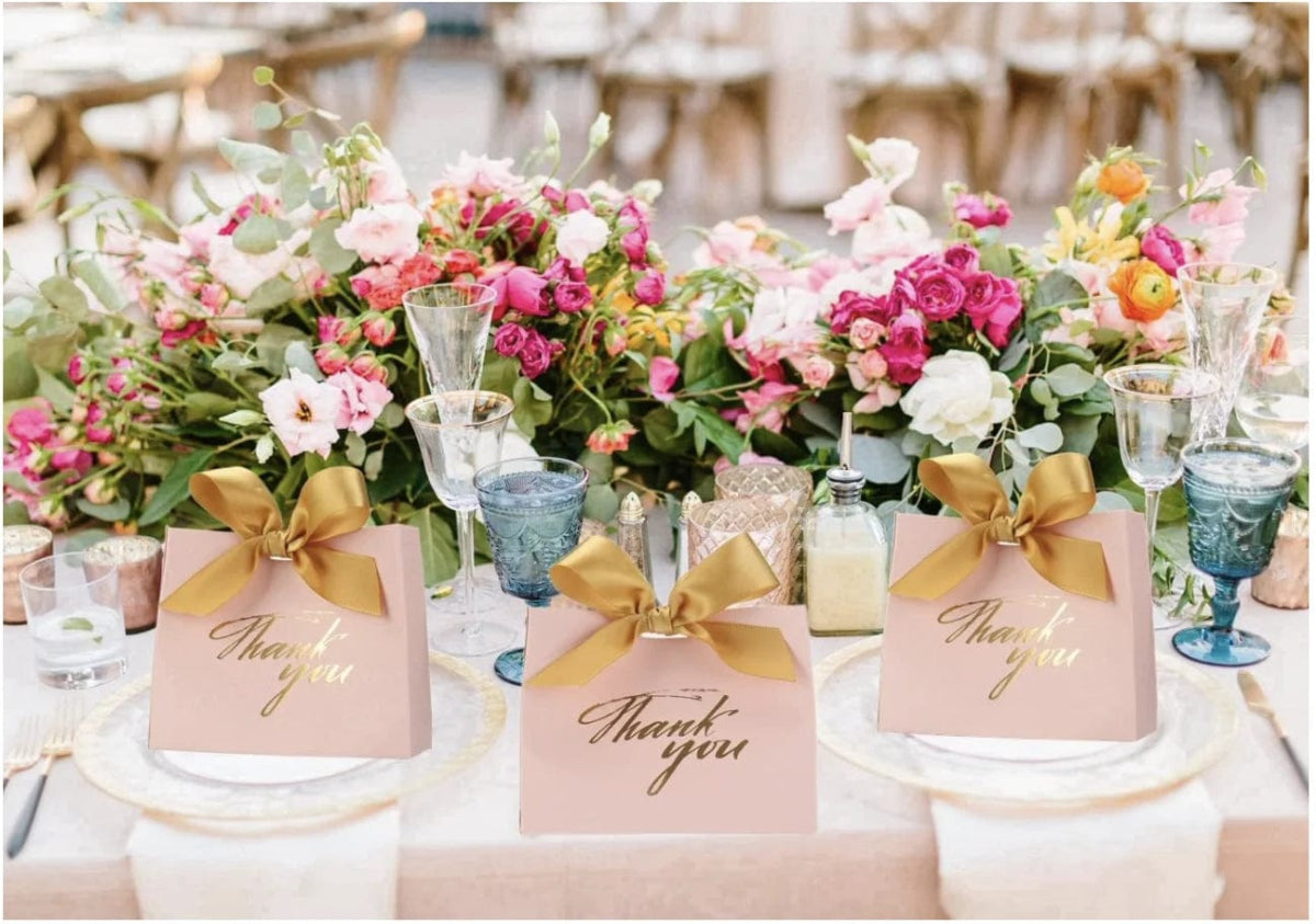 Elegant Mini Pink Thank You Gift Bags - 50 Pack - SHOWLU FASHION STORE