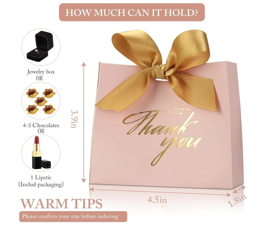 Elegant Mini Pink Thank You Gift Bags - 50 Pack - SHOWLU FASHION STORE