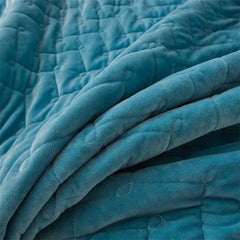 Embroidery Bow Quilted Bedspreads, Fleece, Plain, Super Soft, Velvet, Queen, Double Bed Cover, Ruffle Bed Skirt, 2 Pillowcases - SHOWLU FASHION STORE