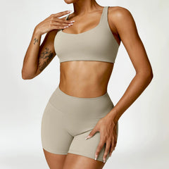 European and American Winter Nude Feel Tight Yoga Suit High Waist Quick - Drying Sanding Running Sports Workout Clothes Two - piece Set Women - SHOWLU FASHION STORE