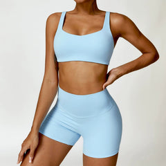 European and American Winter Nude Feel Tight Yoga Suit High Waist Quick - Drying Sanding Running Sports Workout Clothes Two - piece Set Women - SHOWLU FASHION STORE