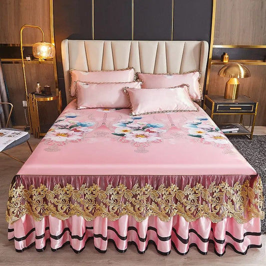 European Floral Summer Double Bed Cover Queen Size Luxury Bedspread Set King Embroidered Lace Cooling Air Conditioning Sleep Mat - SHOWLU FASHION STORE