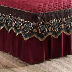 European Luxury Quilted Bed Skirt Winter Warm Thicken Velvet Bedspread King Good Hand Feeling Bed Skirt Not Included Pillowcase - SHOWLU FASHION STORE