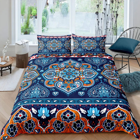 Fanaijia Bohemian Flower 3D Print Bedding Sets Luxury Mandala Comforter Duvet Cover Pillowcase Geometric Lines Queen King Size - SHOWLU FASHION STORE