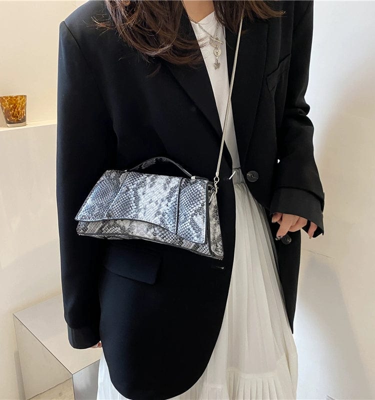 Fancy Bag 2023 New Fashion Crocodile Pattern Shoulder Messenger Bag Hourglass Shiny Tote Western Style Texture - SHOWLU FASHION STORE