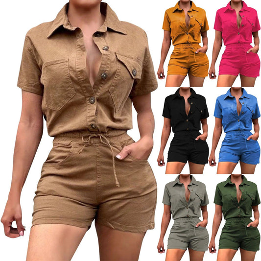 Fashion Denim Shorts Outfits Women Elegant O Neck Sleeveless Single - breasted Split Top High - waisted Short Set Lady Street Suit - SHOWLU FASHION STORE