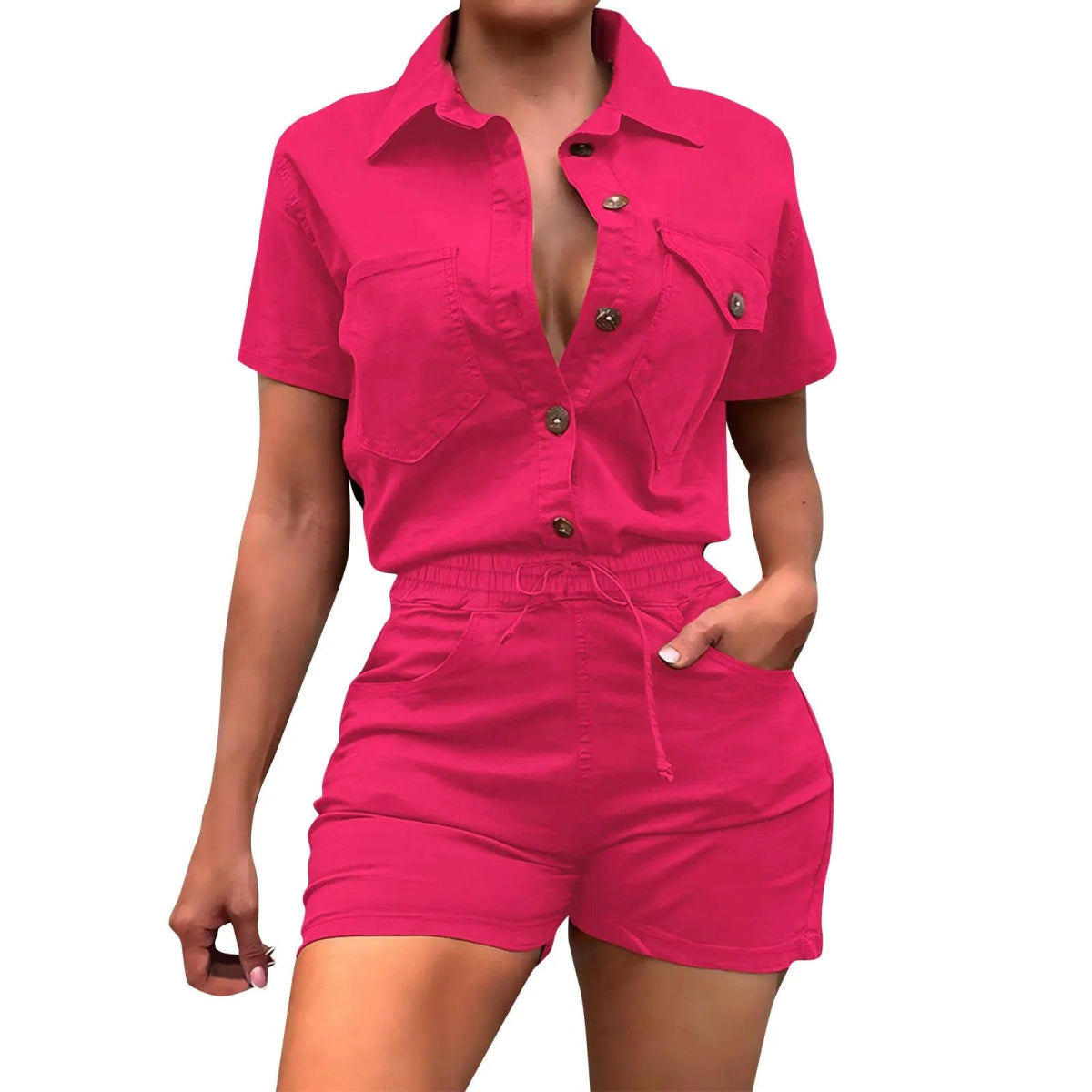 Fashion Denim Shorts Outfits Women Elegant O Neck Sleeveless Single - breasted Split Top High - waisted Short Set Lady Street Suit - SHOWLU FASHION STORE