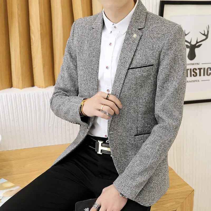 Fashion Loose Solid Color Button Pockets Korean Blazers Men's Clothing 2023 Winter New Casual Tops All - match Blazer - SHOWLU FASHION STORE