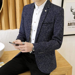 Fashion Loose Solid Color Button Pockets Korean Blazers Men's Clothing 2023 Winter New Casual Tops All - match Blazer - SHOWLU FASHION STORE
