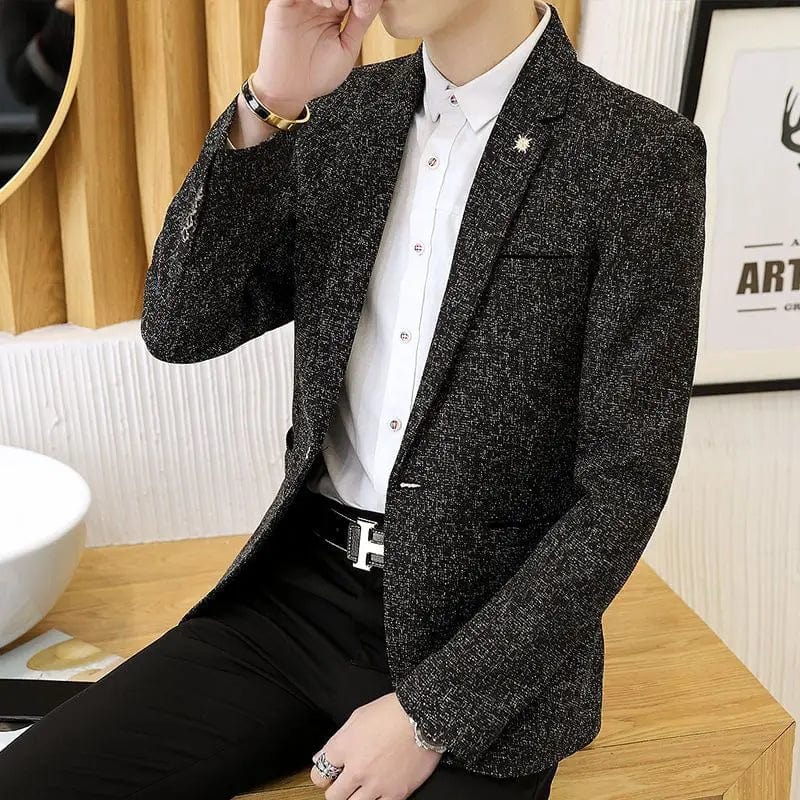 Fashion Loose Solid Color Button Pockets Korean Blazers Men's Clothing 2023 Winter New Casual Tops All - match Blazer - SHOWLU FASHION STORE