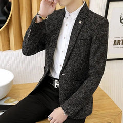 Fashion Loose Solid Color Button Pockets Korean Blazers Men's Clothing 2023 Winter New Casual Tops All - match Blazer - SHOWLU FASHION STORE