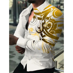 Fashion Men's Designer Starry Sky Purple Blue Gold Luxury Social Men's Shirt Lapel Large Size Casual Dot Print Long Sleeve Top - SHOWLU FASHION STORE