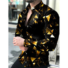 Fashion Men's Designer Starry Sky Purple Blue Gold Luxury Social Men's Shirt Lapel Large Size Casual Dot Print Long Sleeve Top - SHOWLU FASHION STORE