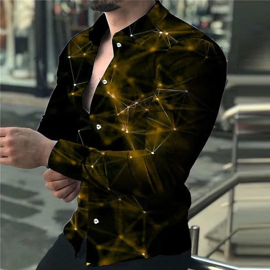 Fashion men's long sleeved shirt trend design Starry Sky Luxury shirts Men's social street casual shirt 2023 Lapel long sleeved - SHOWLU FASHION STORE