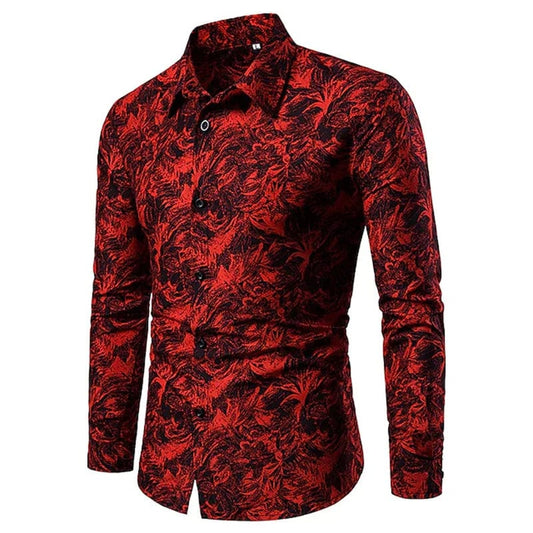 Fashion Pop Prom Party Night Club New Designer Long Sleeve Clothing Slim Button Lapel Men Tops - SHOWLU FASHION STORE