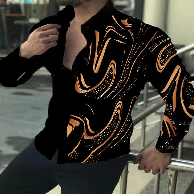 Fashion Pop Prom Party Night Club New Designer Long Sleeve Clothing Slim Button Lapel Men Tops - SHOWLU FASHION STORE