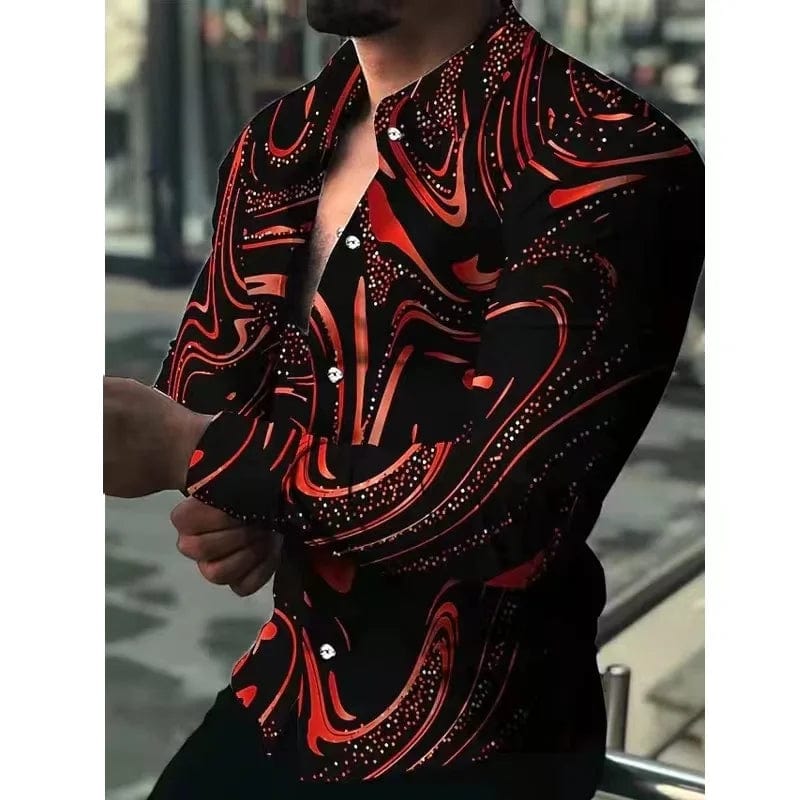 Fashion Pop Prom Party Night Club New Designer Long Sleeve Clothing Slim Button Lapel Men Tops - SHOWLU FASHION STORE
