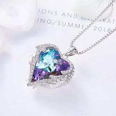 Fashion Simple Creative Ocean Heart Necklace Exquisite Heart Angel Wings Colorful Crystal Pendant High Quality Gifts for Girls - SHOWLU FASHION STORE