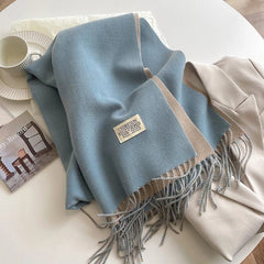 Fashion Solid Cashmere Warm Scarf New Design Pashmina Winter Double Side Diffrent Color Shawl Wraps Bufanda with Tassel Blanket - SHOWLU FASHION STORE