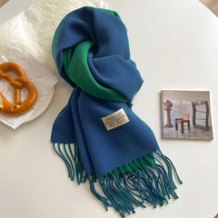 Fashion Solid Cashmere Warm Scarf New Design Pashmina Winter Double Side Diffrent Color Shawl Wraps Bufanda with Tassel Blanket - SHOWLU FASHION STORE