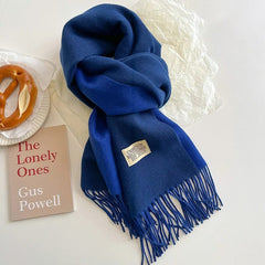 Fashion Solid Cashmere Warm Scarf New Design Pashmina Winter Double Side Diffrent Color Shawl Wraps Bufanda with Tassel Blanket - SHOWLU FASHION STORE