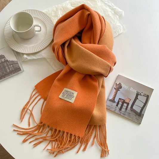 Fashion Solid Cashmere Warm Scarf New Design Pashmina Winter Double Side Diffrent Color Shawl Wraps Bufanda with Tassel Blanket - SHOWLU FASHION STORE