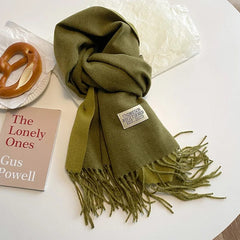 Fashion Solid Cashmere Warm Scarf New Design Pashmina Winter Double Side Diffrent Color Shawl Wraps Bufanda with Tassel Blanket - SHOWLU FASHION STORE