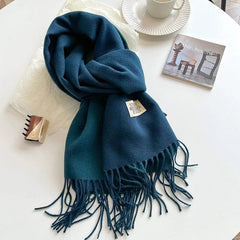 Fashion Solid Cashmere Warm Scarf New Design Pashmina Winter Double Side Diffrent Color Shawl Wraps Bufanda with Tassel Blanket - SHOWLU FASHION STORE