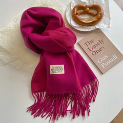Fashion Solid Cashmere Warm Scarf New Design Pashmina Winter Double Side Diffrent Color Shawl Wraps Bufanda with Tassel Blanket - SHOWLU FASHION STORE