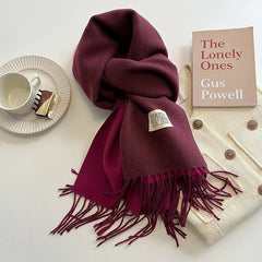 Fashion Solid Cashmere Warm Scarf New Design Pashmina Winter Double Side Diffrent Color Shawl Wraps Bufanda with Tassel Blanket - SHOWLU FASHION STORE
