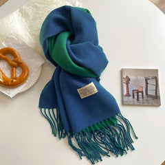 Fashion Solid Cashmere Warm Scarf New Design Pashmina Winter Double Side Diffrent Color Shawl Wraps Bufanda with Tassel Blanket - SHOWLU FASHION STORE