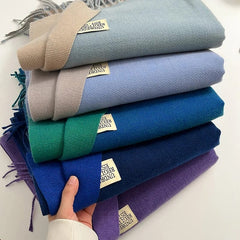 Fashion Solid Cashmere Warm Scarf New Design Pashmina Winter Double Side Diffrent Color Shawl Wraps Bufanda with Tassel Blanket - SHOWLU FASHION STORE